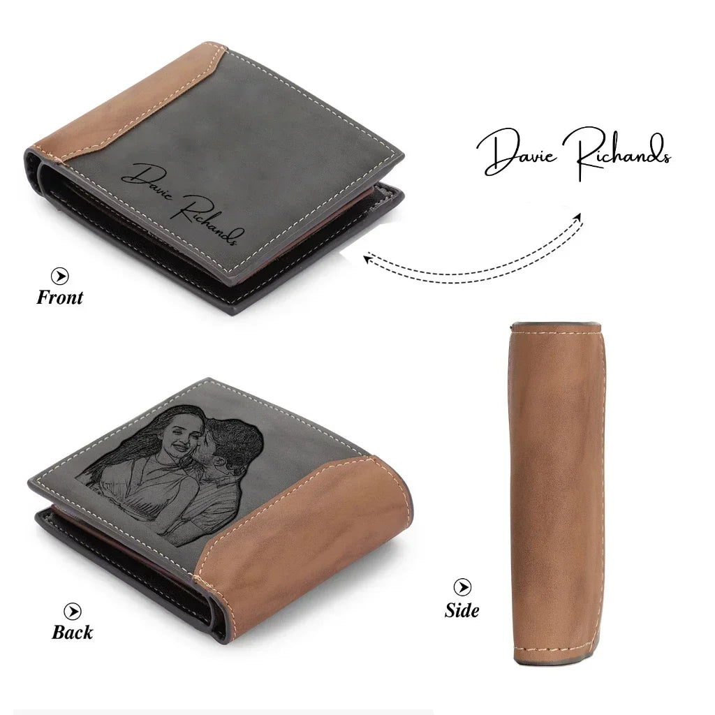 Personalized Wallet for Men – Custom Photo & Name Bifold Wallet