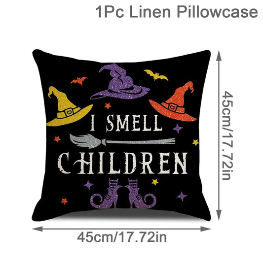 Halloween Theme Linen Cushion Covers BigBeryl