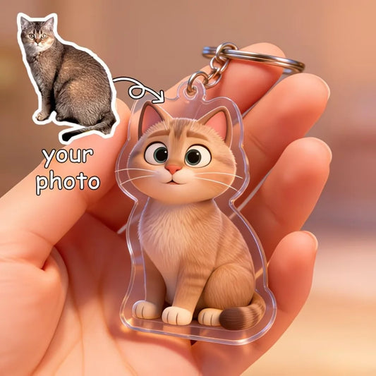 Personalized 3D Cartoon Couple Custom Photo Acrylic Keychain