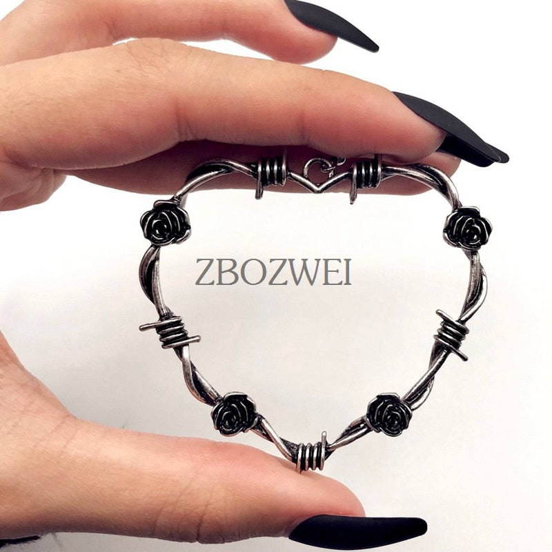 Gothic Barbed Wire Heart Earrings (Available in 7 Designs) BigBeryl
