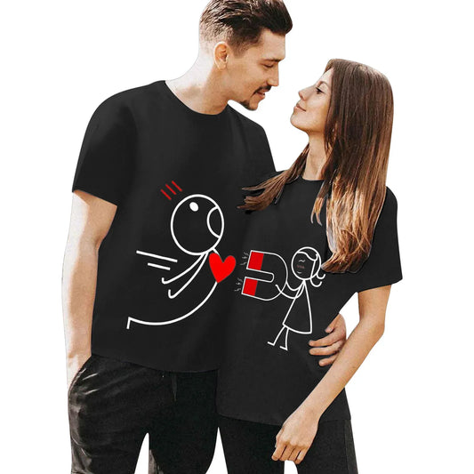 Cute Matching Magnet Heart Couple Tshirts