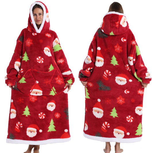 Cozy Christmas Oversized Sherpa Wearable Blanket Hoodie