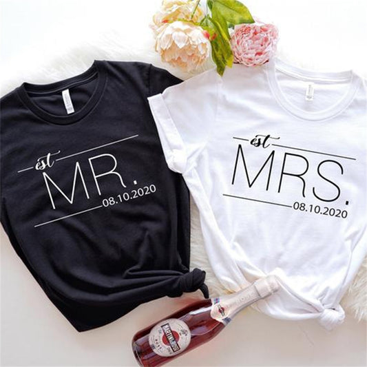 Mr and Mrs Couple Shirts For Honeymoon Custom Date BigBeryl