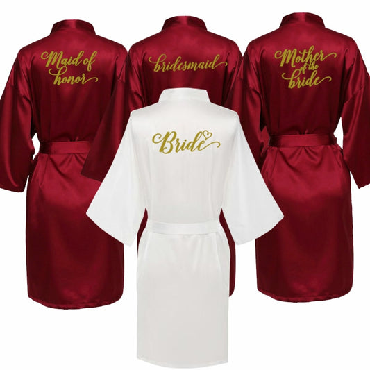Sexy Burgundy Satin Robes For Bridesmaids, Sister & Mother Of The Groom BigBeryl