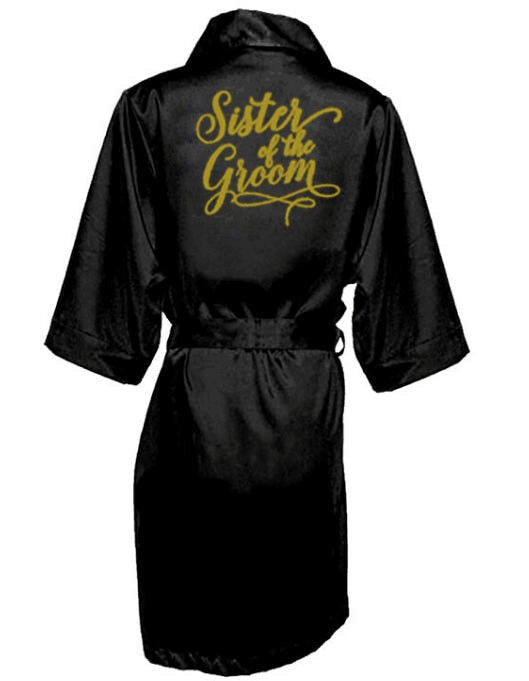 Black Short Kimono Robes For Bride & Bridesmaids BigBeryl