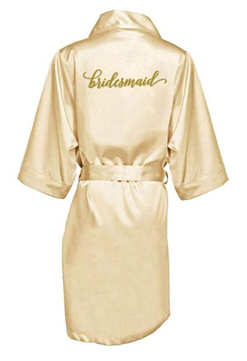 Chic Champagne Satin Bride & Bridesmaid Robe BigBeryl