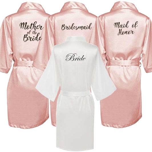 Pink Satin Bride And Bridesmaid Robes BigBeryl