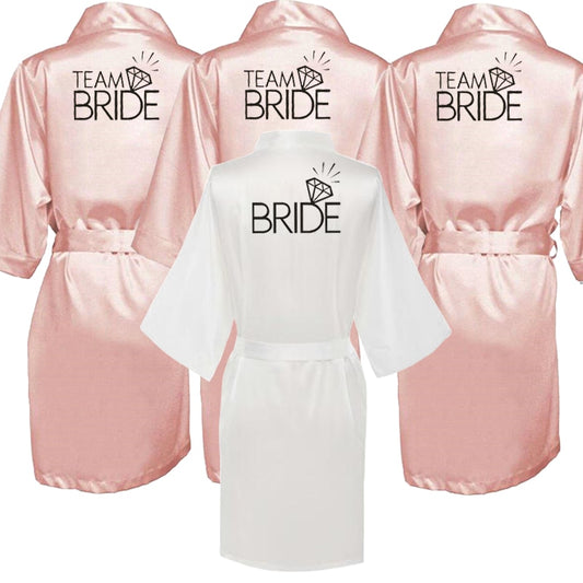 Chic Team Bride Satin Robes For Bridal Party BigBeryl