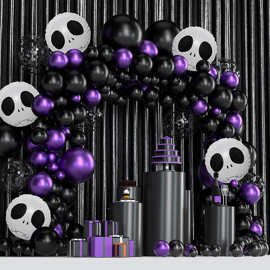 Black Purple Halloween Balloons Arch Kit BigBeryl
