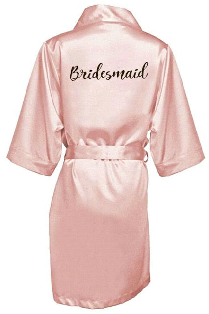 Pink Satin Bride And Bridesmaid Robes BigBeryl