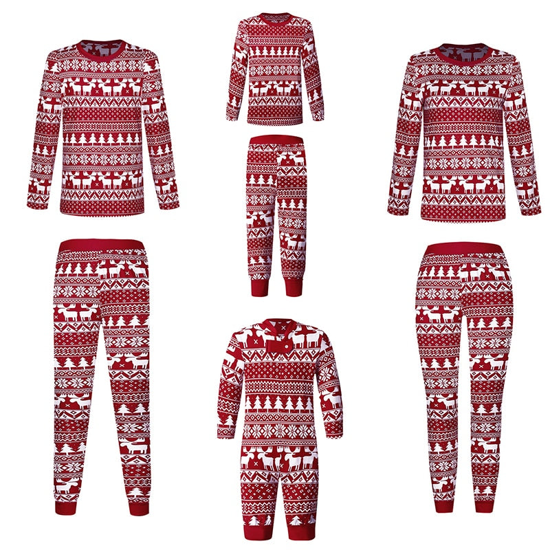 Red Xmas Spirit Matching Family Pajamas BigBeryl