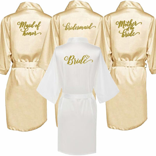 Chic Champagne Satin Bride & Bridesmaid Robe BigBeryl