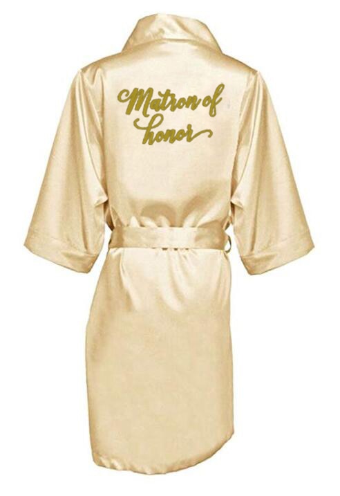 Chic Champagne Satin Bride & Bridesmaid Robe BigBeryl