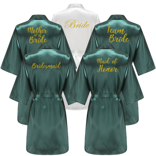 Classy Green Satin Robes For Bridesmaids BigBeryl