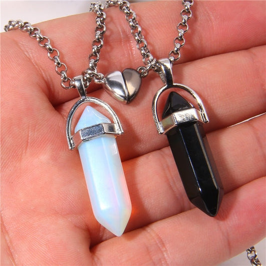 New Natural Stone Magnetic Couple Necklaces BigBeryl