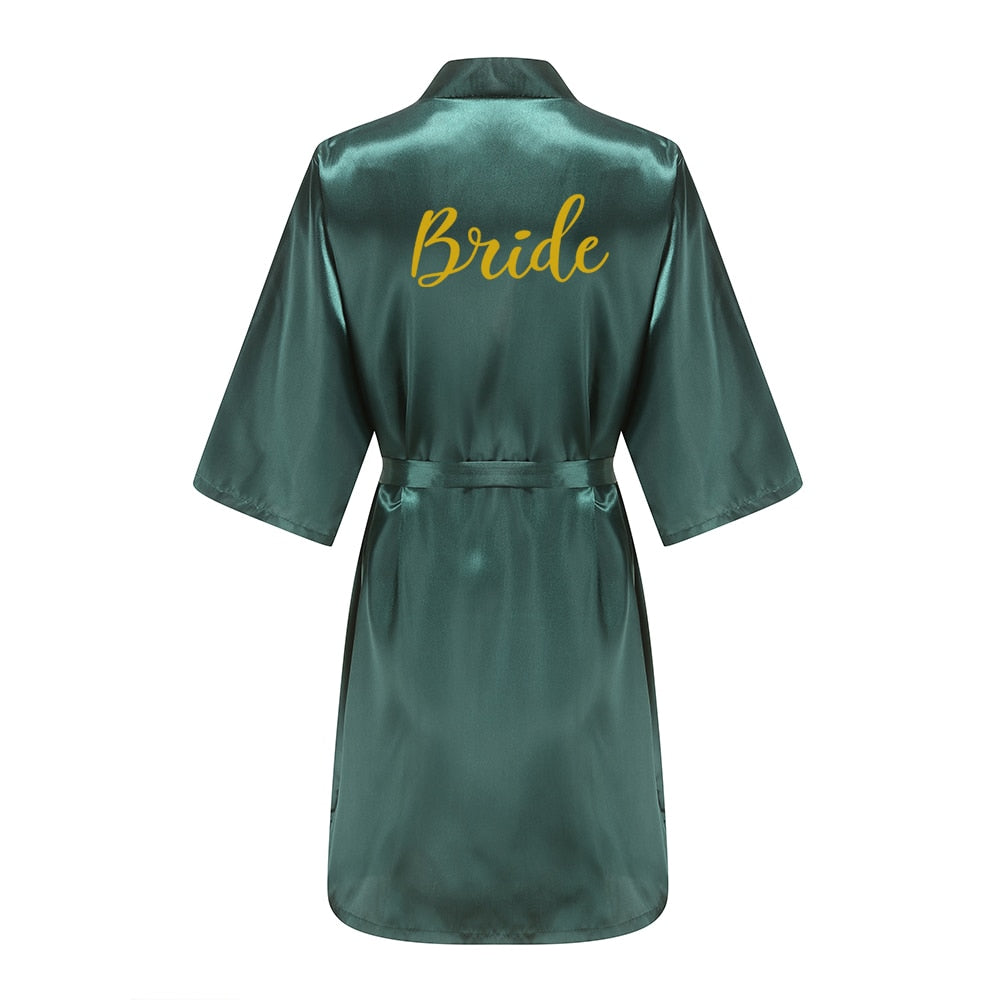 Classy Green Satin Robes For Bridesmaids BigBeryl