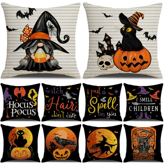 Halloween Theme Linen Cushion Covers BigBeryl