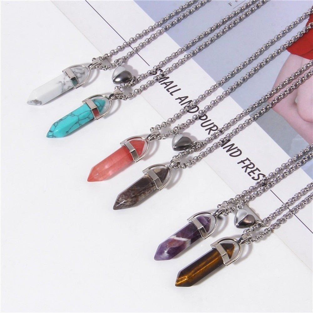 New Natural Stone Magnetic Couple Necklaces BigBeryl