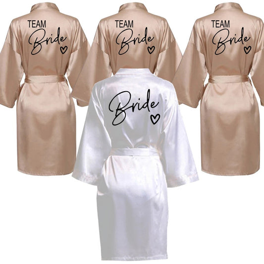 Satin Team Bride Robes For Wedding Shower BigBeryl