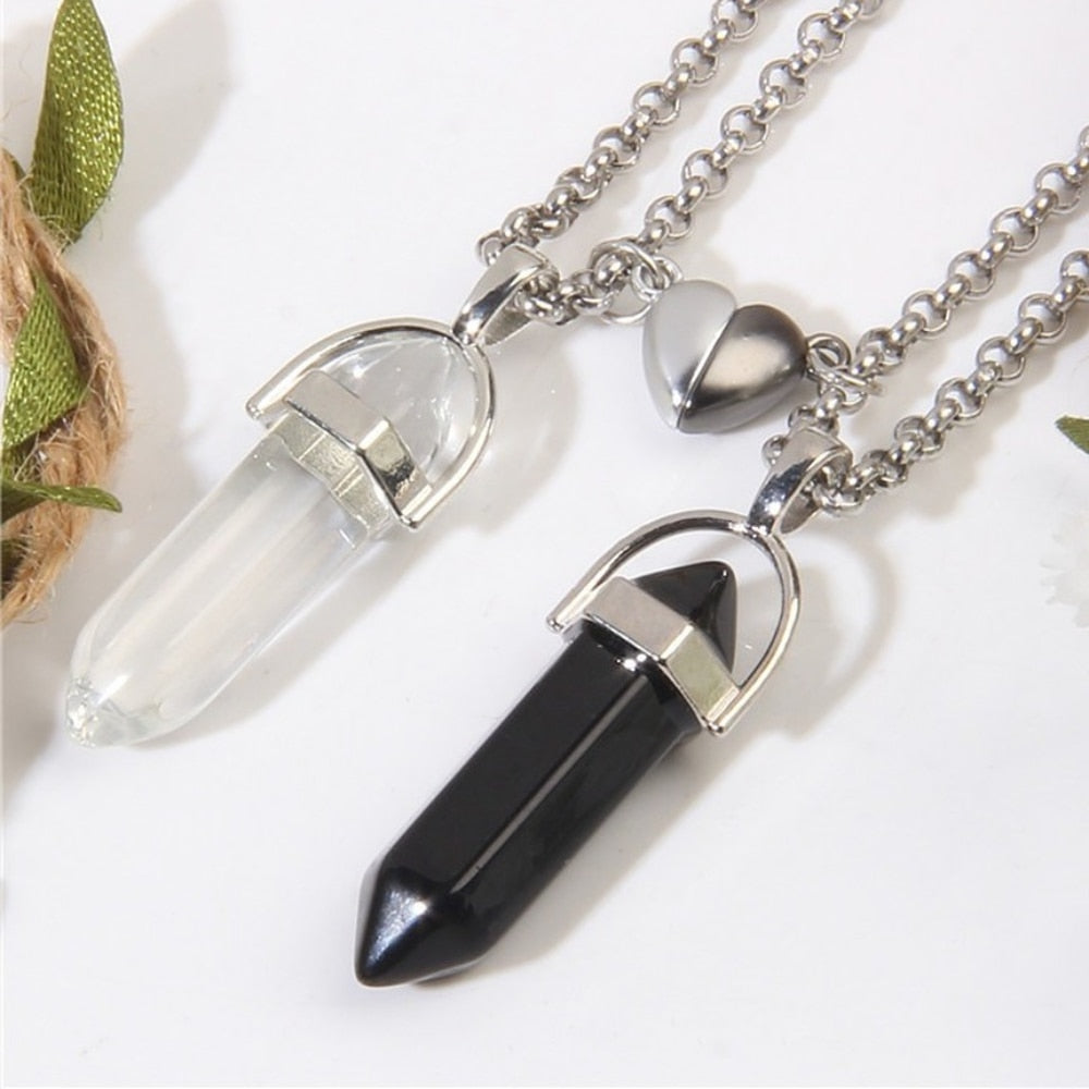 New Natural Stone Magnetic Couple Necklaces BigBeryl