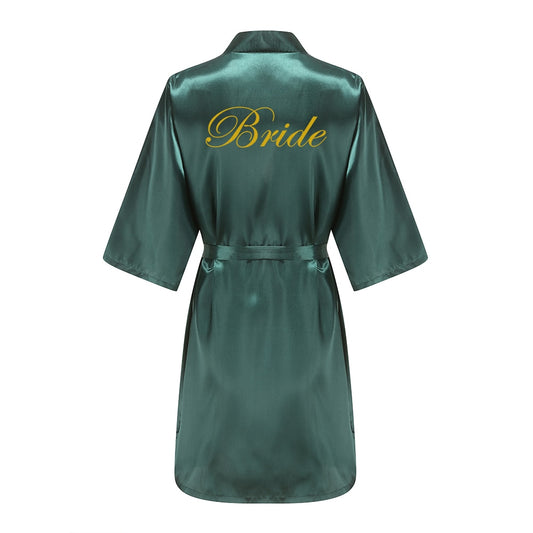 Classy Green Satin Robes For Bridesmaids BigBeryl