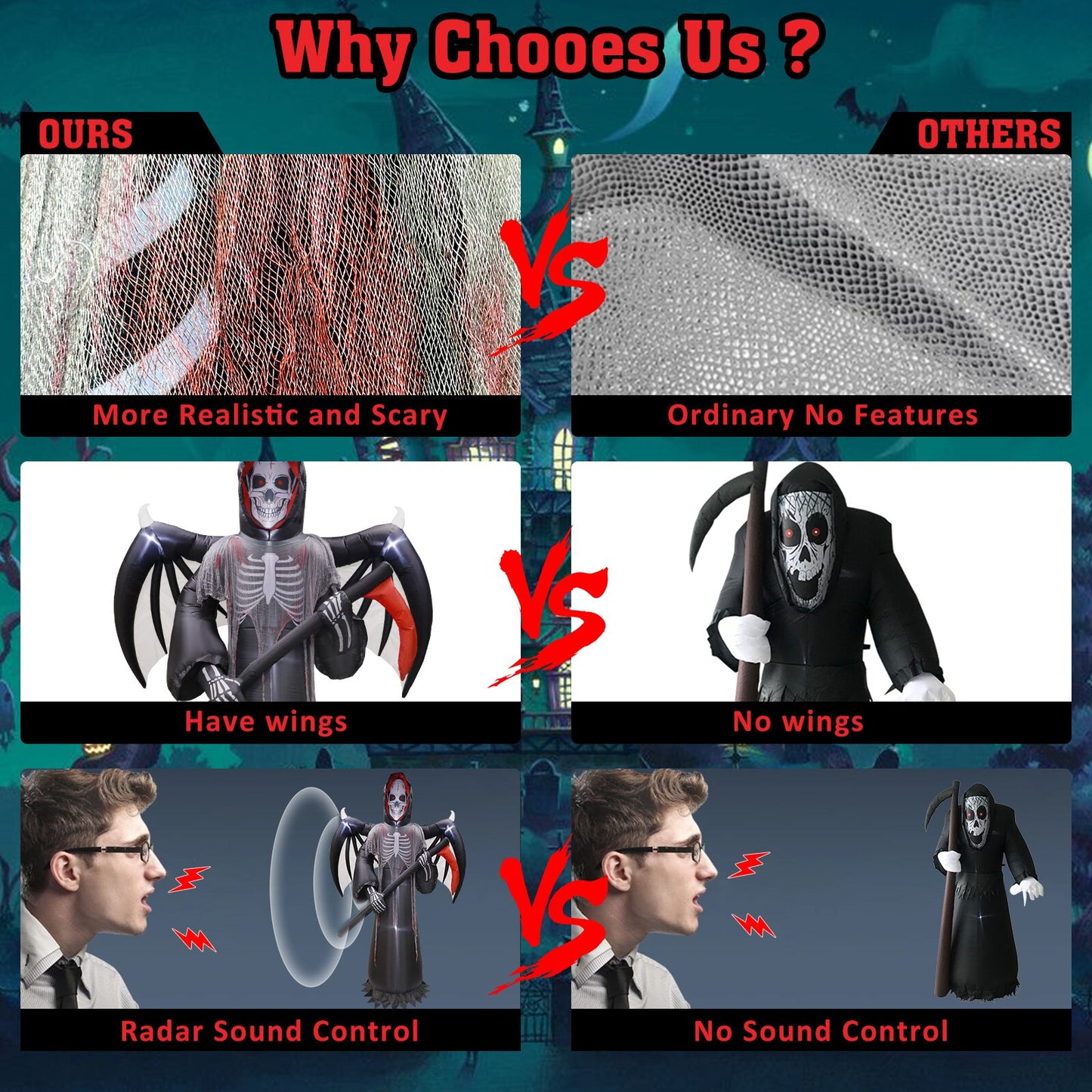 Halloween Inflatable Decorations | Grim Reaper With Sound Control BigBeryl