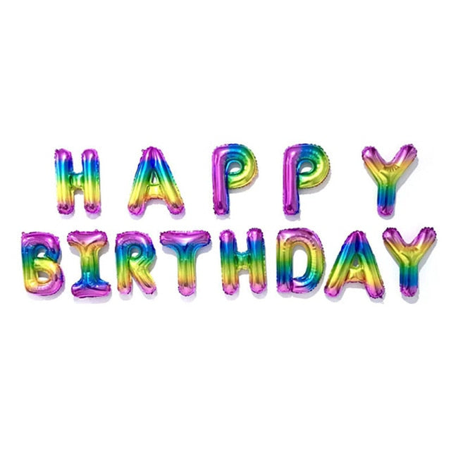HAPPY BIRTHDAY Balloons Banner in 12 Colors - BigBeryl