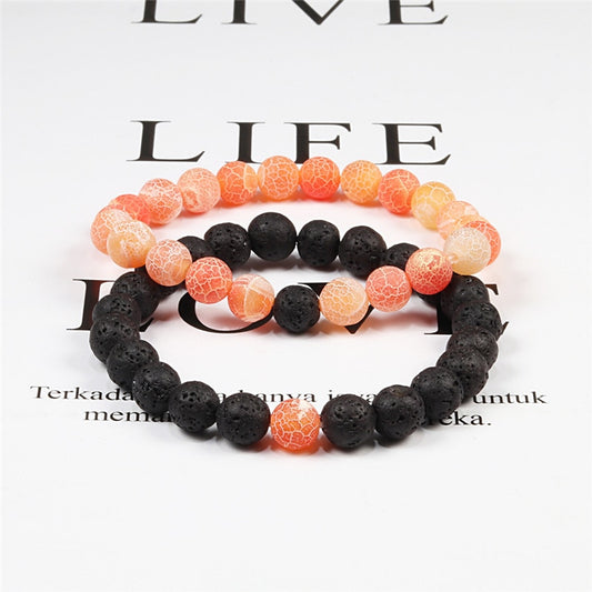 Weathered Carnelian And Lava Stones Bracelets - BigBeryl