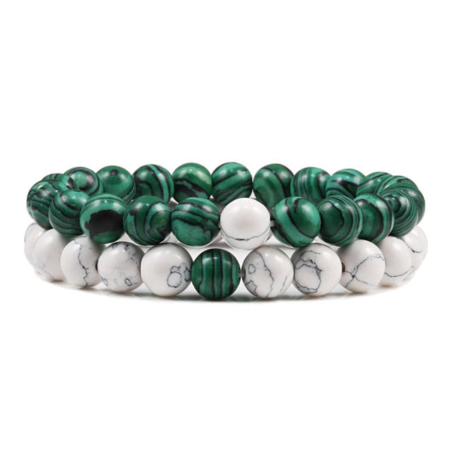 Malachite and White Bracelet Set - BigBeryl