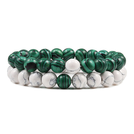Malachite and White Bracelet Set - BigBeryl