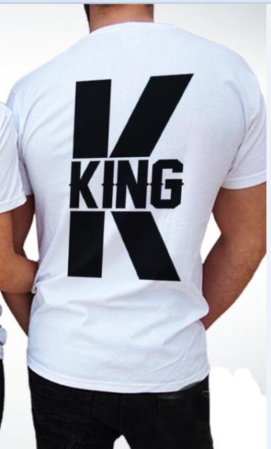King And Queen Shirts in White Red & Black - BigBeryl