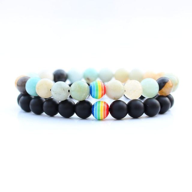 Rainbow Bead Distance Bracelets - BigBeryl
