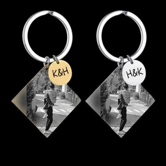 Personalized Photo Keychain with Initials - BigBeryl