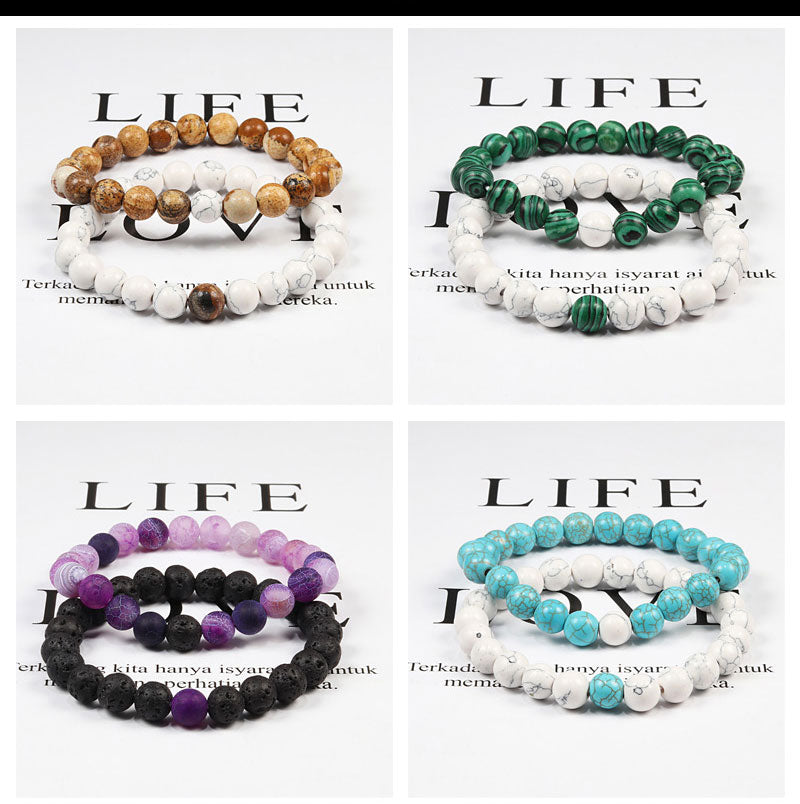 Turquoise Stone Beads Distance Bracelets - BigBeryl