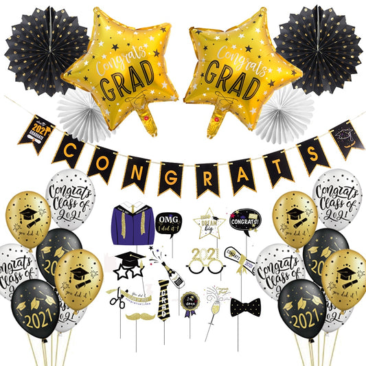 Graduation Party Banners Decoration 36 Pcs Kit 2021 - BigBeryl