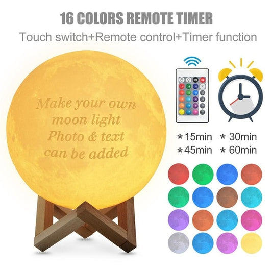 Original 3D Printed Photo Moon Night Lamp - BigBeryl