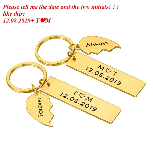 Custom Initials Keychain For Couples - BigBeryl
