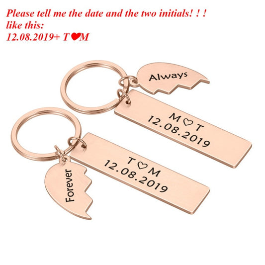 Custom Initials Keychain For Couples - BigBeryl
