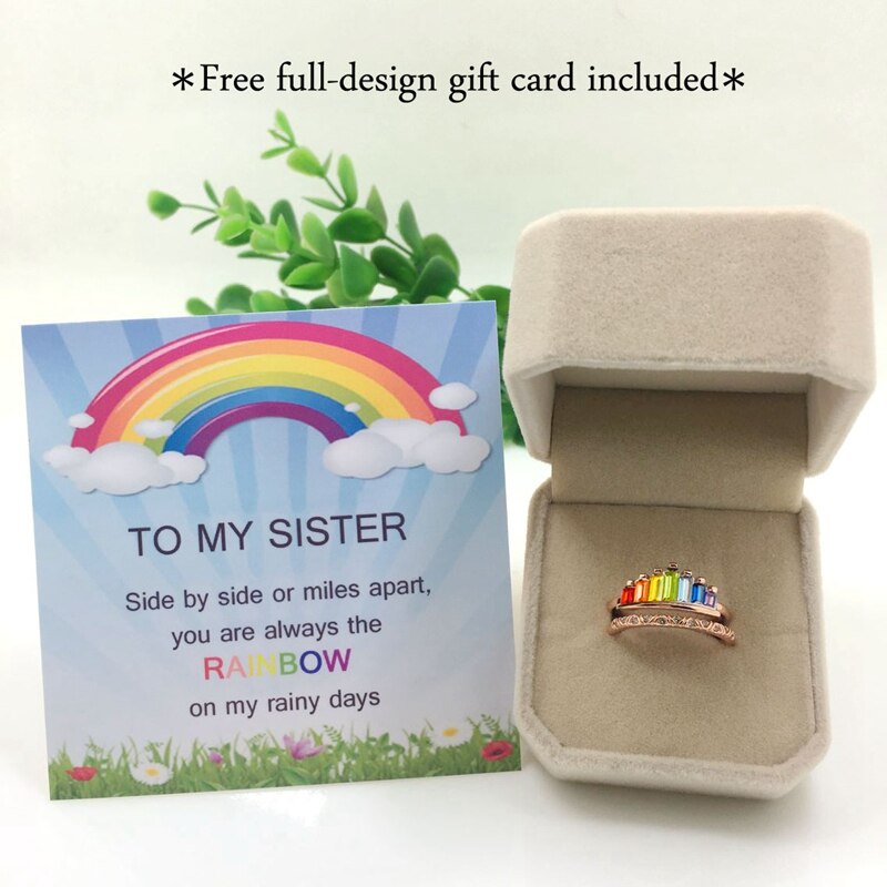 Best Friend Rainbow Crown Ring With Card - BigBeryl