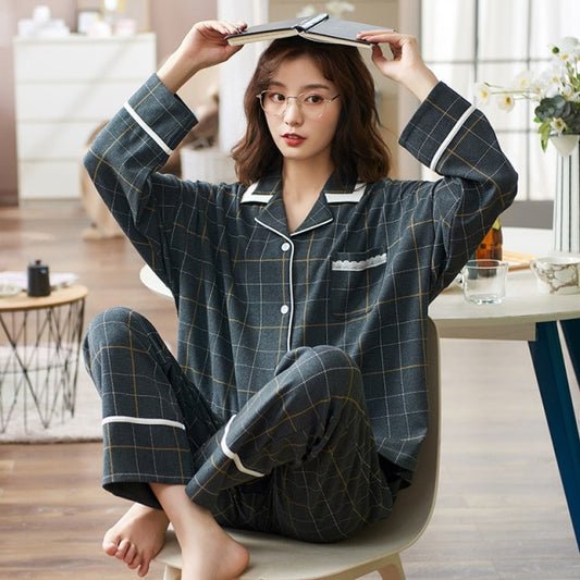 Plaid Print Couple Pajamas Set - BigBeryl