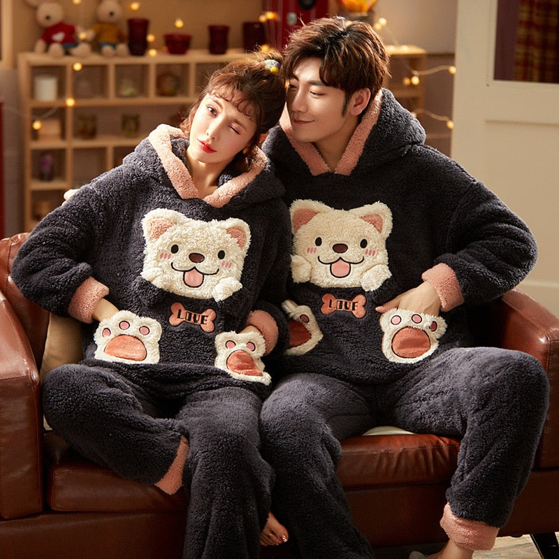 Cute Matching Couple Pyjamas PJs - BigBeryl  Matching couple pajamas,  Couples hoodies, Couple pajamas