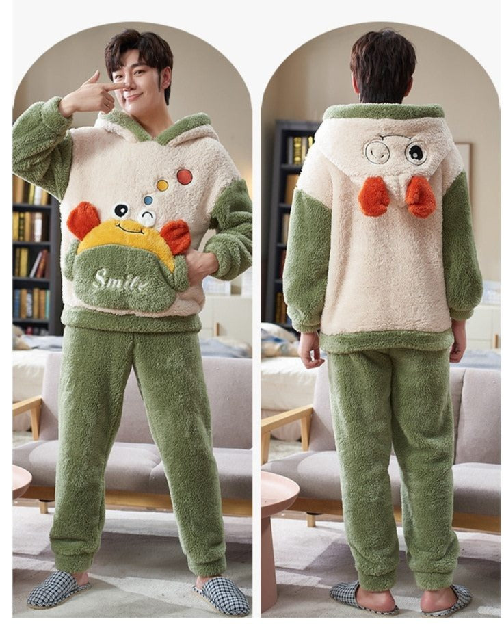 Cute Crab Hoodie Pajama Sets - BigBeryl