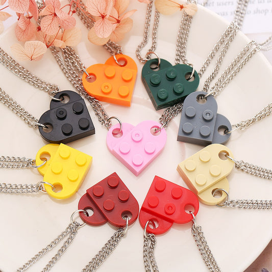 Lego Brick Heart Necklace - BigBeryl