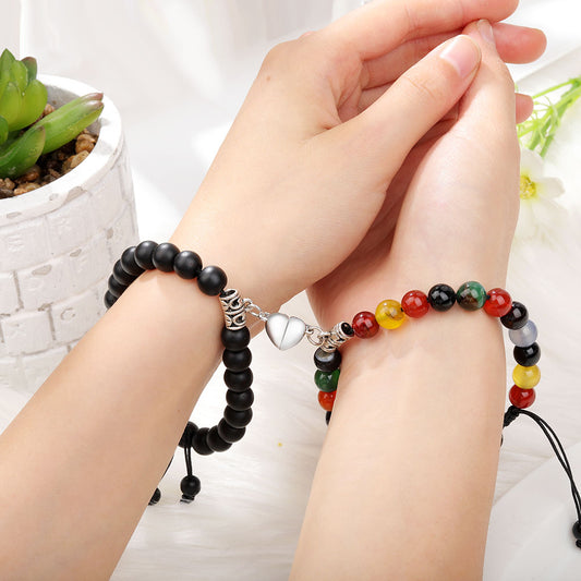 Magnetic Couple Bracelets With Heart - BigBeryl