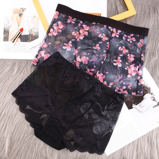 Printed Mesh & Lace Matching Couples Underwear Sets - BigBeryl