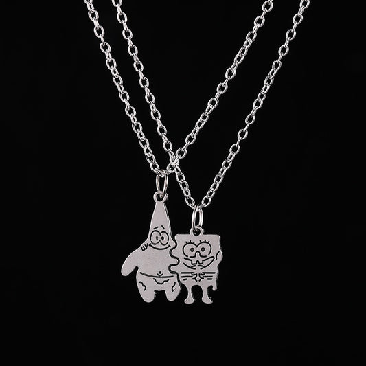 Cartoon Best Friend Necklaces For 2 - BigBeryl