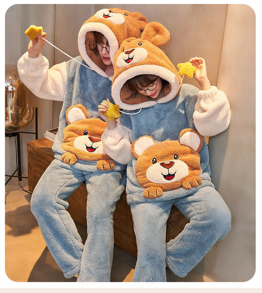 Blue Bear Warm Couple PJs - BigBeryl