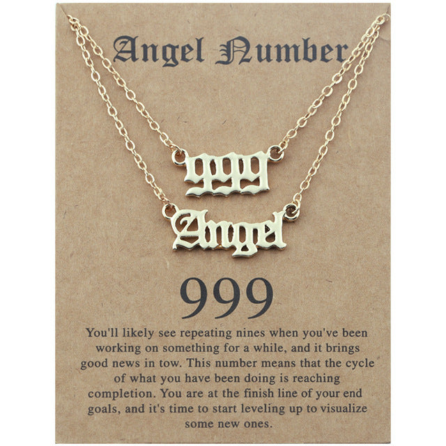 Gold Angel Number Necklace Set With Meanings - BigBeryl