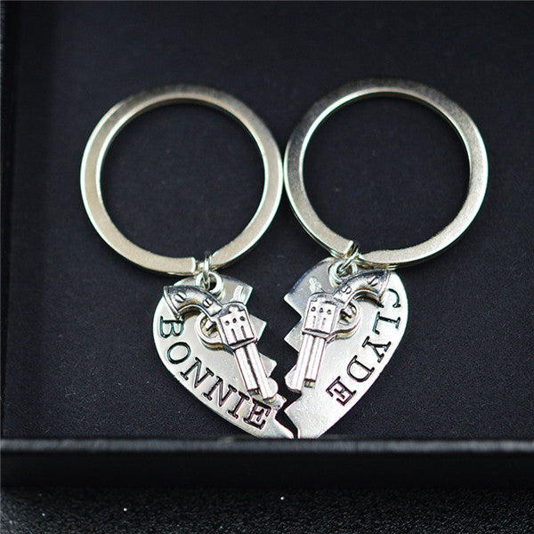BONNIE and CLYDE Couple Key Rings - BigBeryl