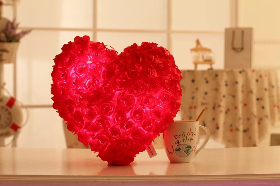 Heart Plush Luminous Pillow | Light Up Pillow - BigBeryl
